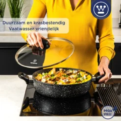 Westinghouse Hapjespan Inductie - Ø 28 Cm - Zwart Marmer - Met Deksel -Keuken Pot Winkel 1200x1200 877
