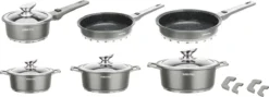 Swiss Pro+ | Set 14 Delige Pannenset | Inductie - Pannensets - Glazen Deksel - Met Afneembare Handgreep - Marmeren Interieur -PFAS-vrij | Grey / Silver -Keuken Pot Winkel 1200x430 1