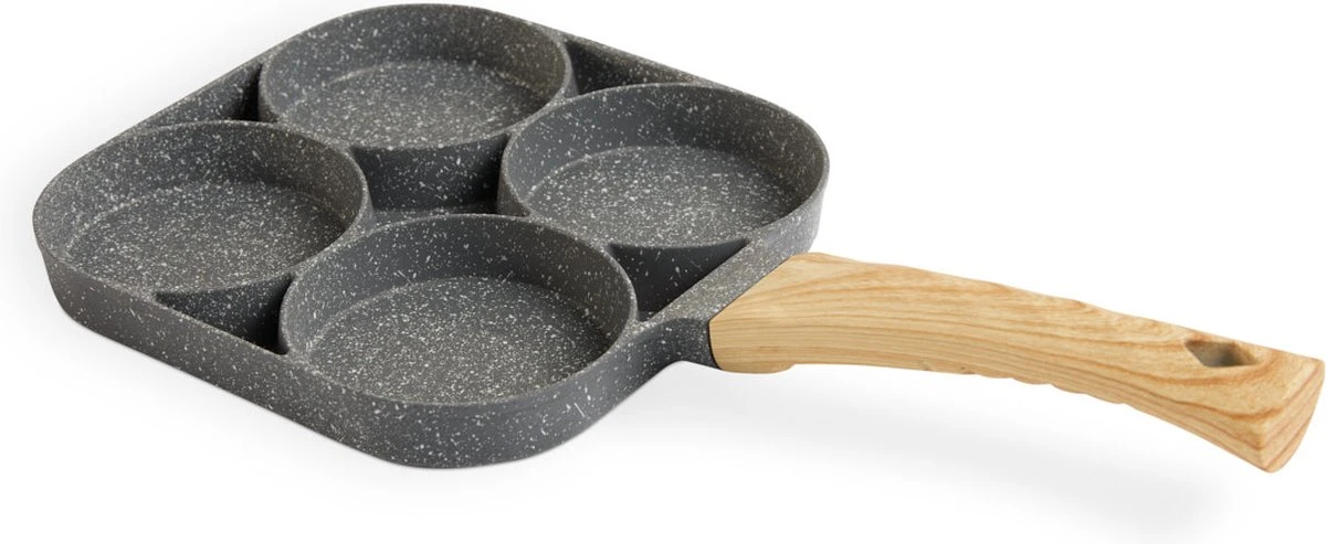 Magnani - Eierpan - 4 Bakplaten Van ⌀ 8 Cm - Voor Gas- En Elektrische Kookplaten - Aluminium - Houten Handvat - 38 X 18.7 X 2 Cm 1 Magnani - Eierpan - 4 Bakplaten Van ⌀ 8 Cm - Voor Gas- En Elektrische Kookplaten - Aluminium - Houten Handvat - 38 X 18.7 X 2 Cm