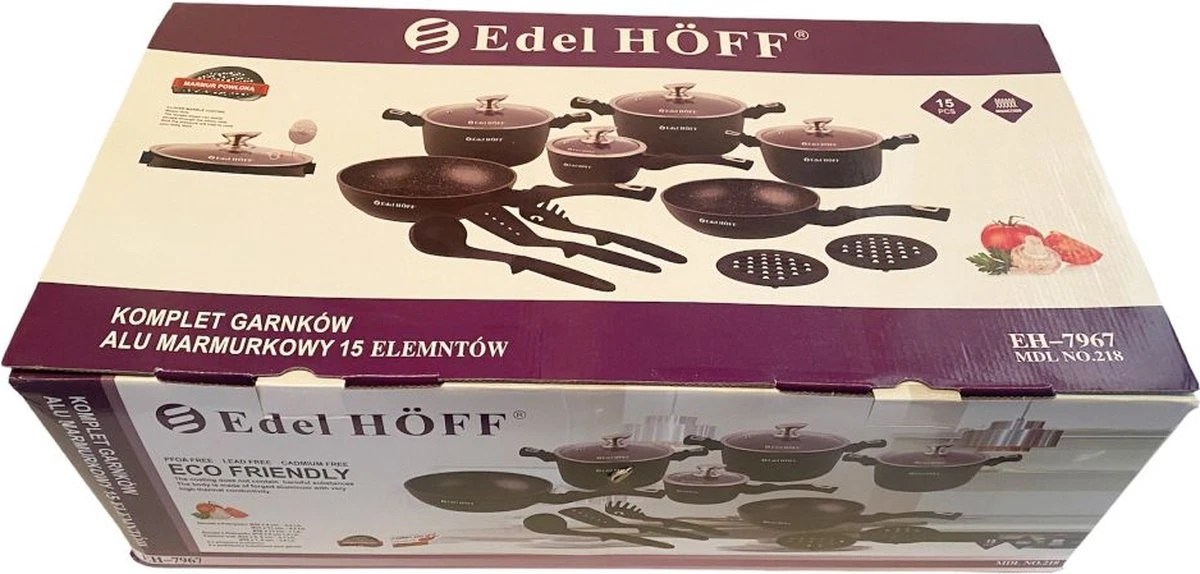 Pannenset - Kookpan - Inductie - 15 Delig Marmeren Coating - Zwart 2 Pannenset - Kookpan - Inductie - 15 Delig Marmeren Coating - Zwart - Afbeelding 2