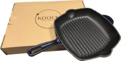 Koock Amsterdam® Grillpan - Geëmailleerd Gietijzer - Geschikt Voor Alle Warmtebronnen - Mat Blauw -Keuken Pot Winkel 1200x602 2