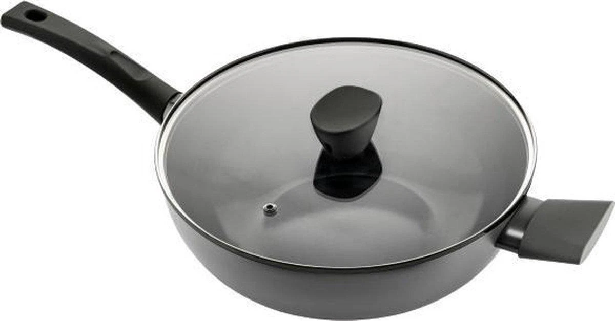 ISENVI Avon Keramische Wok Met Deksel 36 CM - Ergo Greep 1 ISENVI Avon Keramische Wok Met Deksel 36 CM - Ergo Greep