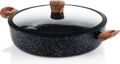 Westinghouse Hapjespan Inductie - Ø 28 Cm - Zwart Marmer Wood - Speciale Editie - Met Deksel - Geschikt Voor Alle Warmtebronnen