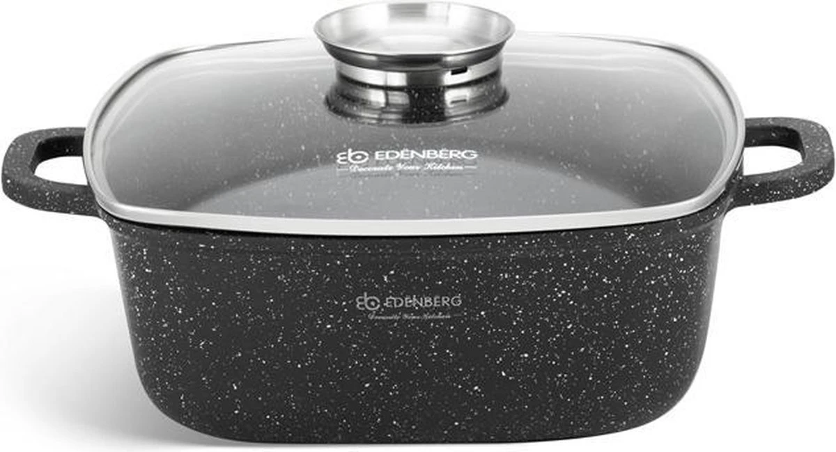 Edënbërg Stonetec Line - 8-delige Luxe Pannenset Van Gesmeed Aluminium - Zwart 2 Edënbërg Stonetec Line - 8-delige Luxe Pannenset Van Gesmeed Aluminium - Zwart - Afbeelding 2