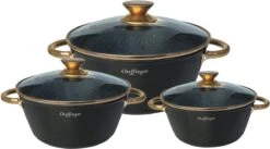 Cheffinger Luxe Braadpannen Set - Rose Gold Line - 6 Delig - Inclusief Deksel - Inductie - 20, 24 & 28CM -Keuken Pot Winkel 1200x666