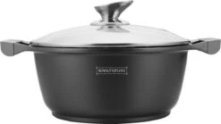 Royalty Line - Marble Soep/braadpan - Met Glazen Deksel Zwart - 20 CM. RL-BS20ML -Keuken Pot Winkel 1200x675