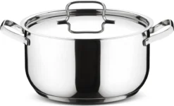 Lagostina Sfisiosa Acciaio SFIZIOSA ACCIAIO 10-delig (hoge Kookpan 22 Cm + Kookpan 18/22 Cm + Hapjespan 24 Cm + Steelpan 14 Cm + Melkpot 12 Cm + Deksels 14/18/22/24 Cm) -Keuken Pot Winkel 1200x729