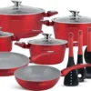 Edënbërg Red Line -15-delige Luxe Pannenset Van Gesmeed Aluminium - Rood/Metallic