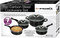Prima Pannenset 7 Delig - Kleine Pannen - Zwart - Antiaanbaklaag - Kookset - Met Deksel - Kookpannen - Sauspan - Cadeau Voor Man En Vrouw -Keuken Pot Winkel 1200x768 1