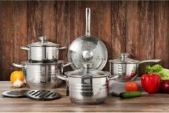 Swiss - Pannenset Inductie 12-delig - Glazen Deksel - RVS Pan / Steelpan / Koekenpan - PFAS-vrij -Keuken Pot Winkel 1200x805 1