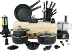 Swiss Pro+ - SWP41D22 - Pannenset 41 Delig - Foodprocessor - Messenblok 8 Delig - Kookgerei Set Met Houder 7 Delig - Starters Pakket - 2022 Serie - Limited Edition -uitzet -Keuken Pot Winkel 1200x839 1