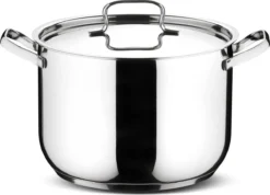 Lagostina Sfisiosa Acciaio SFIZIOSA ACCIAIO 10-delig (hoge Kookpan 22 Cm + Kookpan 18/22 Cm + Hapjespan 24 Cm + Steelpan 14 Cm + Melkpot 12 Cm + Deksels 14/18/22/24 Cm) -Keuken Pot Winkel 1200x867