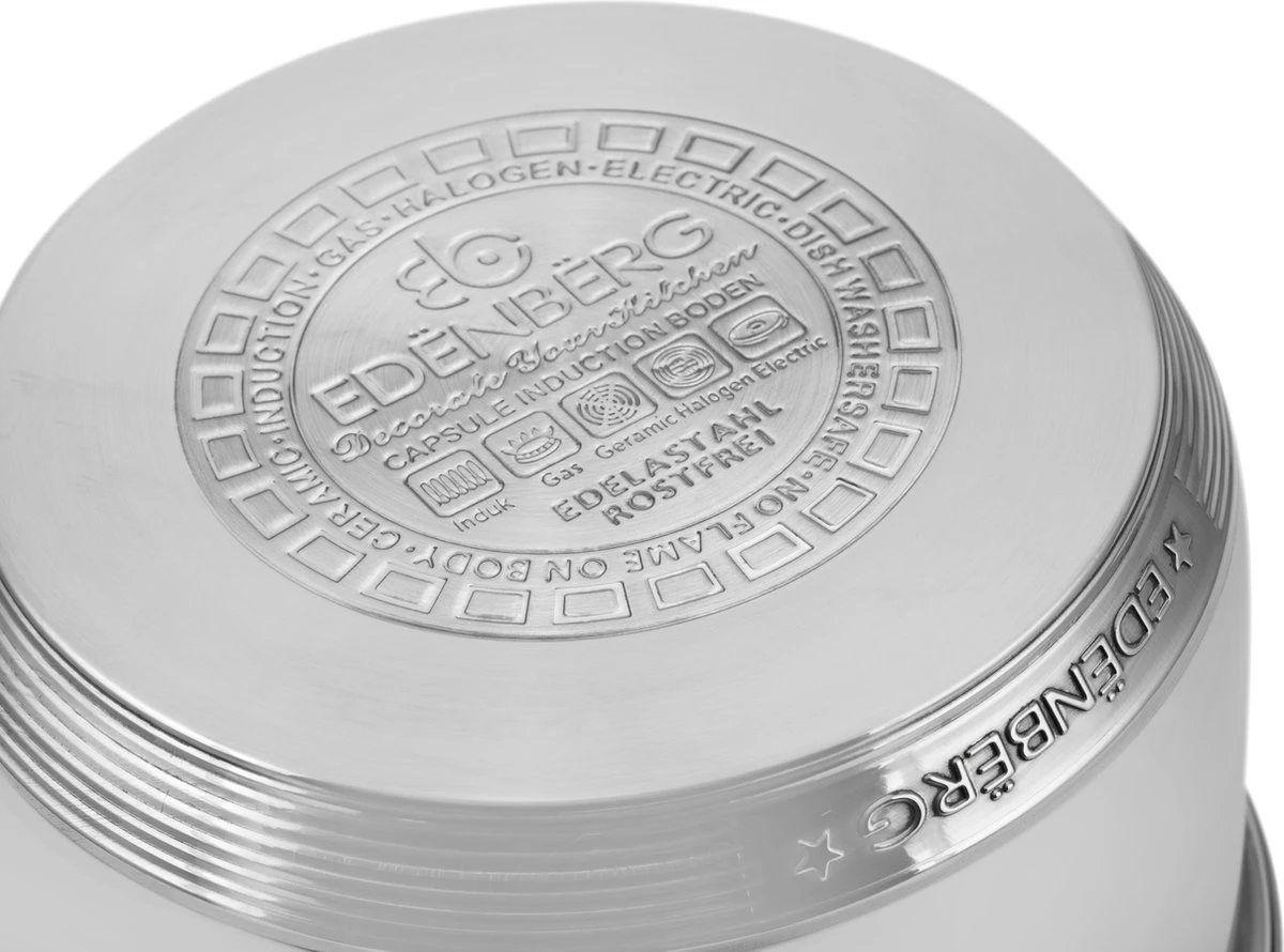 Edënbërg Classic Line - RVS Luxe Pannenset 12 Delig - Voorzien Van 9-Laags Bodem! 9 Edënbërg Classic Line - RVS Luxe Pannenset 12 Delig - Voorzien Van 9-Laags Bodem! - Afbeelding 9