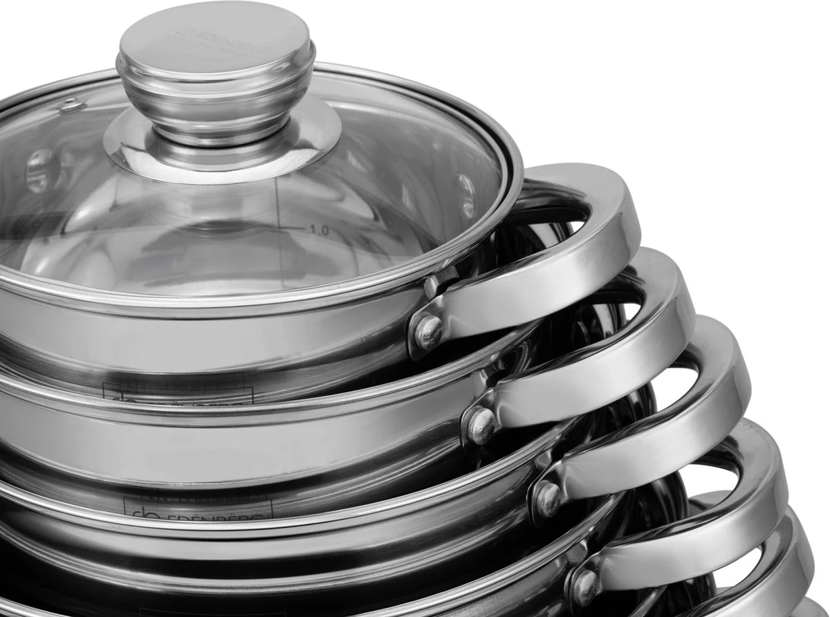 Edënbërg Classic Line - RVS Luxe Pannenset 12 Delig - Voorzien Van 9-Laags Bodem! 10 Edënbërg Classic Line - RVS Luxe Pannenset 12 Delig - Voorzien Van 9-Laags Bodem! - Afbeelding 10