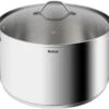 TEFAL B8646404 26 Cm Roestvrijstalen Pan, Alle Branders Inclusief Inductie, 6,5 L, Stevige Handgrepen, Glazen Deksel, Intuition XL
