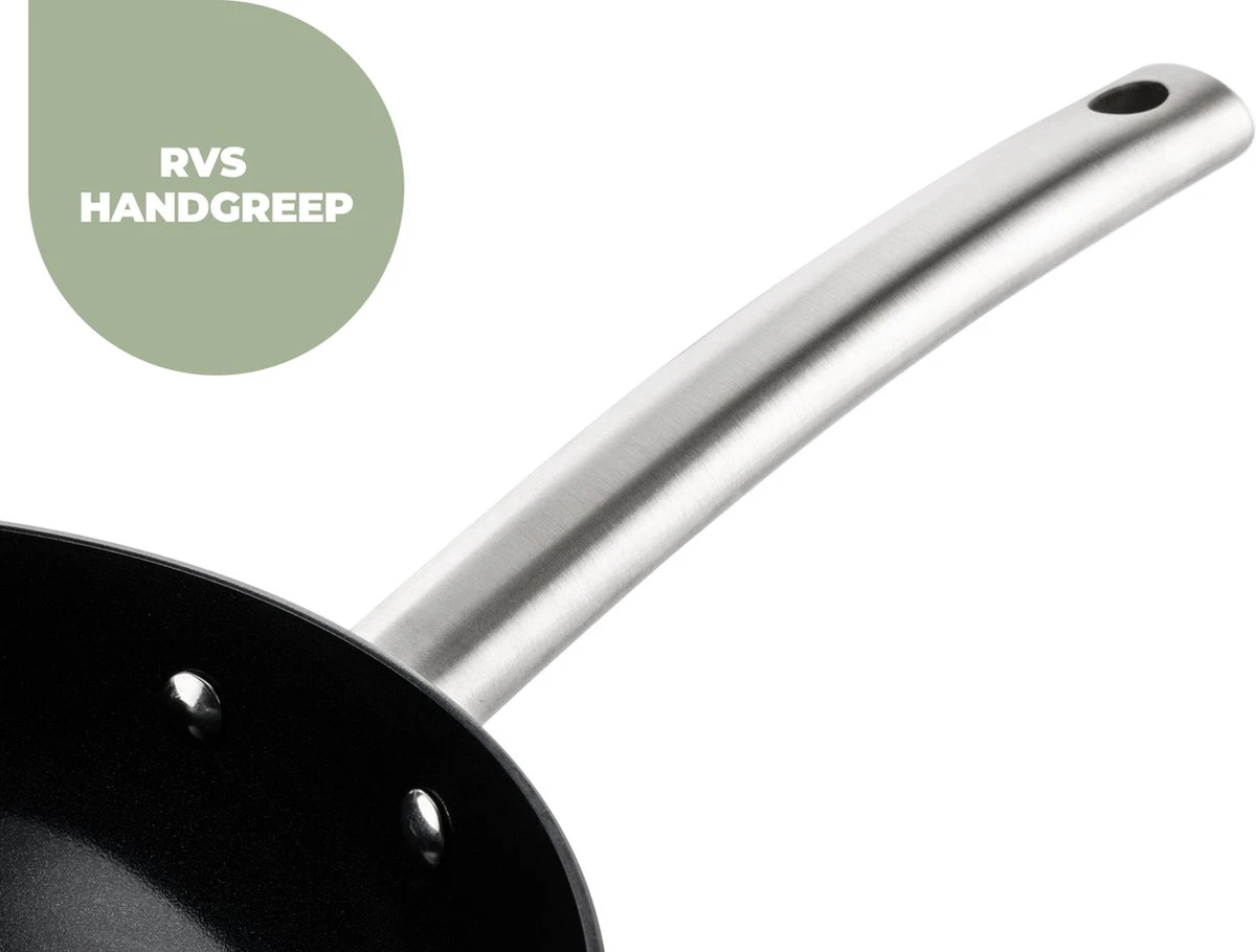 ISENVI Murray Keramische Wokpan 36 CM - RVS Greep 7 ISENVI Murray Keramische Wokpan 36 CM - RVS Greep - Afbeelding 7