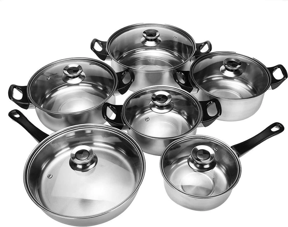 KitchenPrince 12-Delige Pannenset RVS - Pottenset - Kookpannen - Koekenpan - Steelpan - Bakpan - PFAS-Vrij - Pannenset - Pannenset Inductie - Antiaanbaklaag - Koekenpannenset 9 KitchenPrince 12-Delige Pannenset RVS - Pottenset - Kookpannen - Koekenpan - Steelpan - Bakpan - PFAS-Vrij - Pannenset - Pannenset Inductie - Antiaanbaklaag - Koekenpannenset - Afbeelding 9