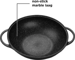 BIKO - Wokpan Ø 36 Cm - Marmeren Coating - Glazen Deksel - Wadjan - Zwart -Keuken Pot Winkel 1200x960 1