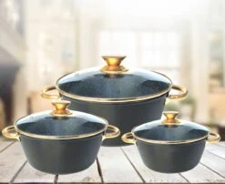 Cheffinger Luxe Braadpannen Set - Rose Gold Line - 6 Delig - Inclusief Deksel - Inductie - 20, 24 & 28CM -Keuken Pot Winkel 1200x982