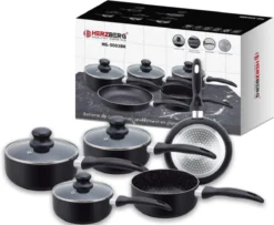 Herzberg HG-5003BK: 8 Pieces Marble Cookware Set - Black -Keuken Pot Winkel 1200x987 1