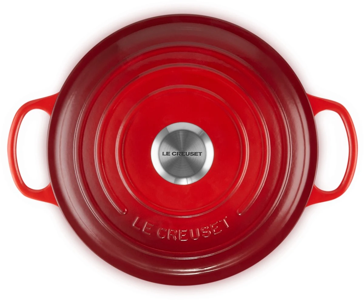 Le Creuset - Gietijzeren - Lage Braadpan - 24cm - Kersenrood 4 Le Creuset - Gietijzeren - Lage Braadpan - 24cm - Kersenrood - Afbeelding 4