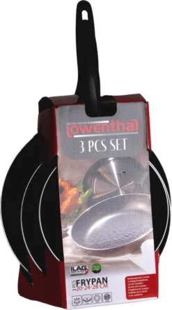 Löwenthal Hoogwaardige Koekenpan Set - 3 Stuks - PFOA Vrije Anti-aanbaklaag - Zwart -Keuken Pot Winkel 667x1200