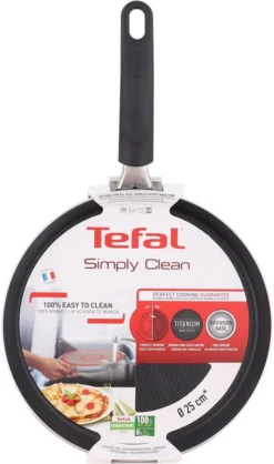 Tefal Simply Clean Pannenkoekenpan - Crêpe Pan Non-stick Coating - Pancake Pan - Titanium - Ø25 Cm - Zwart -Keuken Pot Winkel 709x1200