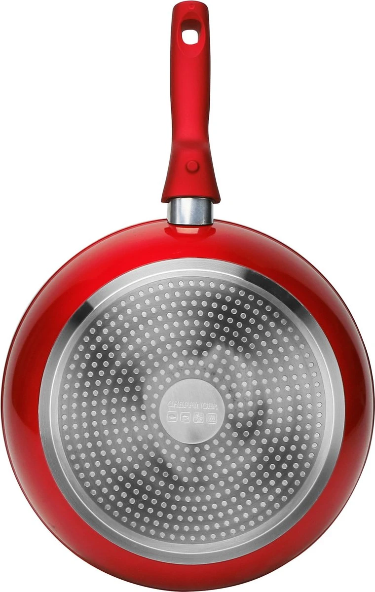 Luxe 10-delige Koekenpannenset - Inductie - Voor Alle Warmtebronnen - Met Glazen Deksels - Rood 2 Luxe 10-delige Koekenpannenset - Inductie - Voor Alle Warmtebronnen - Met Glazen Deksels - Rood - Afbeelding 2