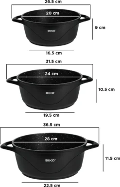 BIKO - Smile Pannen 8 Delige Pannenset - Braadpan - Zwart -Keuken Pot Winkel 774x1200