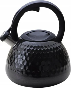 Meyerhoff Fluitketel RVS Metallic Zwart 2.7 Liter - Geschikt Voor Alle Warmtebronnen Ook Inductie - Ruitpatroon - Uniek Design - Koel Blijvend Handvat