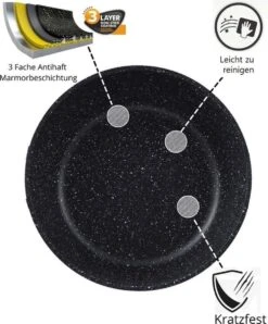 Cheffinger Pannenset - 10 Delig - Marmeren Coating - Inductie - Met Glazen Deksels - Zwart -Keuken Pot Winkel 993x1200